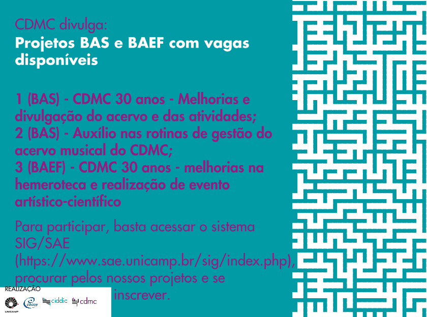 Bolsas BAS e BAEF com vagas disponíveis